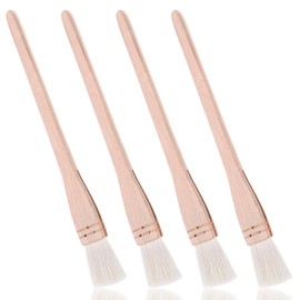 4 PCS Hake Paintbrush Set, 1 Inch Professional Soft Goat Hair Brush and Hake Paint Brush with Solid Wooden Handle, Acrylic Painting Brush Flat Hake Fan Brush for Watercolor, Pottery, Painting Arts