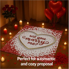 Proposal Blanket & 2,000 Artificial Rose Petals - 60 x 80” in - Wedding Proposal Kit - Will You Marry Me? Blanket For Engagement Decoration