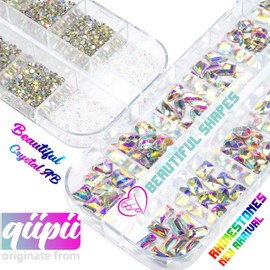 2630pcs Crystal AB Glitter Stones Rhinestones Nails, 120 12 Types Large Glitter Stones + 2510 6 Sizes K9 Glass Round Nail Stones Rhinestones Nail Art Nail Design Nail Charms for Nail Art Face