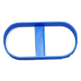 YNGLLC Oblong Round Rectangle Geometric Elongated Pill Shape Oval Cookie Cutter, 1 Piece, Blue, Made in USA, PR2554