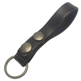 Highstyle 2 Button Tochigi Leather Base Grade Slim Design Belt Loop Key Chain, antique/black