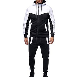 Marine Royal Track Suits for Men Set Full Zip Sweatsuit Outdoor Jogging Men Tracksuits (L, White)