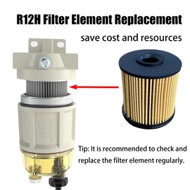 iFJF R12H (R12T Upgrade) Fuel Water Separator Filter Element 10 Micron Only Replacement for Our Own R12H Assembly for Marine or Automotive Replaces S3240 120AT NPT ZG1/4-19 10 Packs