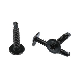 yukata 410 Stainless Steel Self-Tapping Screws #8x1“ Self Drilling TEK Screw Black Oxide Truss Head Fast Tapping Screws Cross Slotted Head Screws with Cushion Sheet Metal Screws 50PCS
