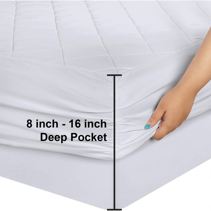 Utopia Bedding Quilted Fitted Mattress Pad, King Size, Elastic Fitted