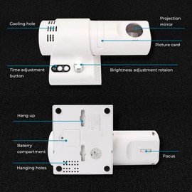 BuleVina 180° Adjustable LED Projection Alarm Clock, Wall Clock with 5 Dimming Color and Knob Focusing, Analog Clock Face with Brightness Adjustable, Clearly Visible for Home Decor (White)