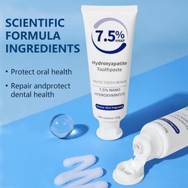 7.5% Hydroxyapatite Toothpaste, Hidroxiapatita Toothpaste for Advanced Enamel Protection,Gentle Mint,Fresh Breath,Deep Cleaning Care Toothpaste (2pcs) Cleansing Oral