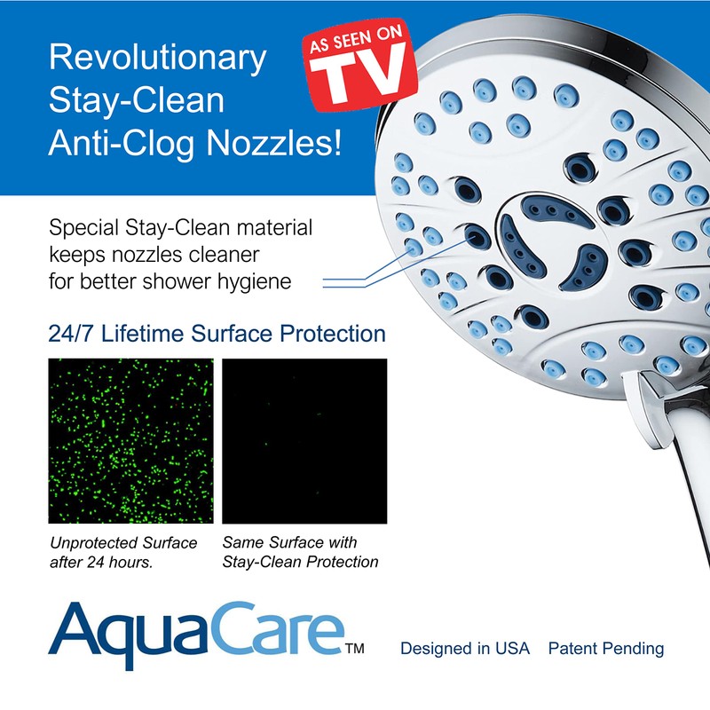 Hotel Spa AquaCare Retail Pack High Pressure 8-setting Handheld Shower