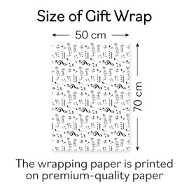 Hunts England - 1 Sheet Of Happy Birthday Music Notes Wrapping Paper For Men/Women - Includes 2 Gift Tags - Happy Birthday - Folded Gift Wrap - Iconic - For Son, Daughter, Mum, etc.