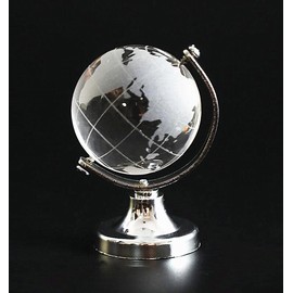 EatingBiting 2" Round Globe Office Clear Cute Crystal World Map Paperweight Stand Desk Home Decor Crafts Art Glass Sphere Ornament Christmas Decorations Set for House Accessories