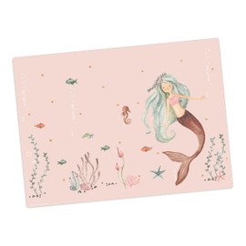 Place Mat Washable Mermaid in Pink Sea 44 x 32 cm Made of High-Quality Vinyl Made in Germany