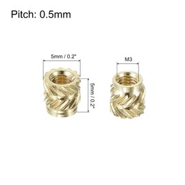 QUARKZMAN Knurled Insert Nut M3 x 5 mm L x 5 mm OD Female Thread Brass Embedding Nut Pack of 70