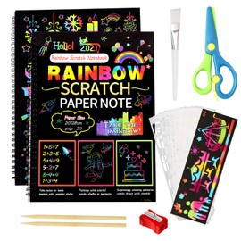 Vykor 40 Sheets 2 Books Scratch Art Crafts for Kids, Black Magic Scratch Art Notes Paper Boards，Gifts for Children to Learn to Paint