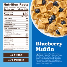 Catalina Crunch Protein Cereal - Breakfast Cereal with 10g of Protein, No Added Sugar - Gluten Free - Blueberry Muffin - 8 oz. Bag (Pack of 1)