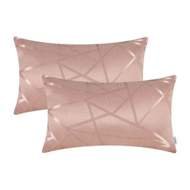 CaliTime Pack of 2 Bolster Pillow Covers Cases for Couch Sofa Home Decor Modern Shining & Dull Contrast Triangles Abstract Lines Geometric 12 X 20 Inches Dusty Pink