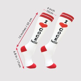 Funny Socks for Women I Love Cocktails Knee Tube Socks Party Stockings Gag Gifts for Christmas White Elephant Gift Exchange (US, Alpha, One Size, Regular, Regular, White/Red)