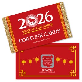 Big Dot of Happiness Chinese New Year - 2026 Year of The Horse Game Scratch Off Fortune Cards - 22 Count