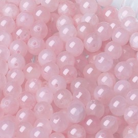 XIANNVXI Natural Stone Rose Quartz Beads for Threading with Hole Round Crystals Gemstones for Threading Pink Beads for Bracelets Chains DIY Jewellery Crafts 8 mm (Approx. 47 Pieces