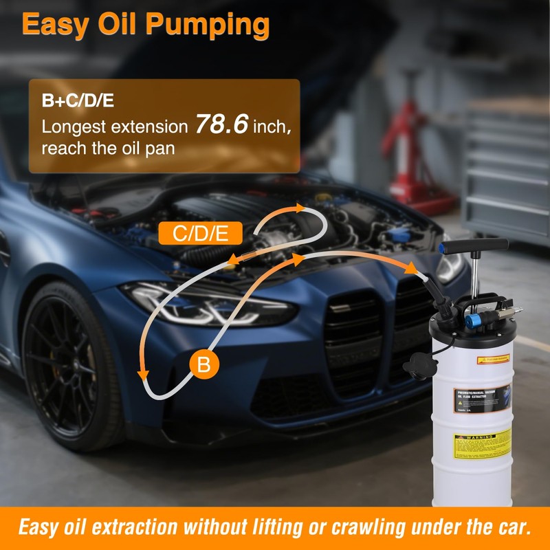 GOOACC Oil Extractor Pump 6.5L Pneumatic Manual Fluid Extractor Pump