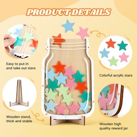 Magnetic Reward Jar, Geyrut Star Jar Reward Incentive Jars for Student Kids for Good Positive Behavior Home Classroom Responsibility Routine Training Management Tool with Colorful Stars