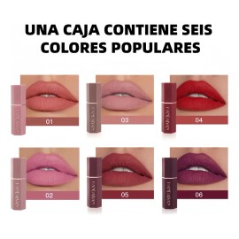 6 Colores De Lápiz Labial Mate De Terciopelo Líquido Mix