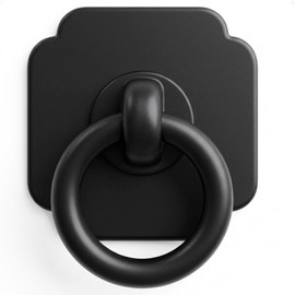 trust4care 4-Pack Matt Black Cabinet Bifold Closet Ring Pulls with 1-3/5" Backplate – Vintage Drawer Drop Pull Handles for Kitchen Cabinets, Bifold Doors, Dressers Decorative Hardware Knobs