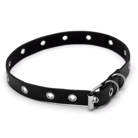 JAZTAKU Unisex Grommet Leather Choker Eyelet Collar Punk Goth Emo Necklace with Spike Cross Star Pendant