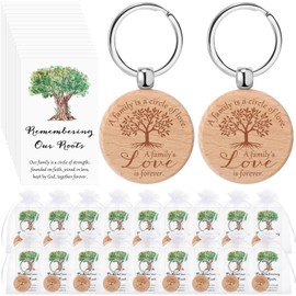 Misdary 30 Set Family Reunion Favors 30 Family Tree Keychain 30 Thank You Cards and Organza Bags Home Family Souvenir Gift
