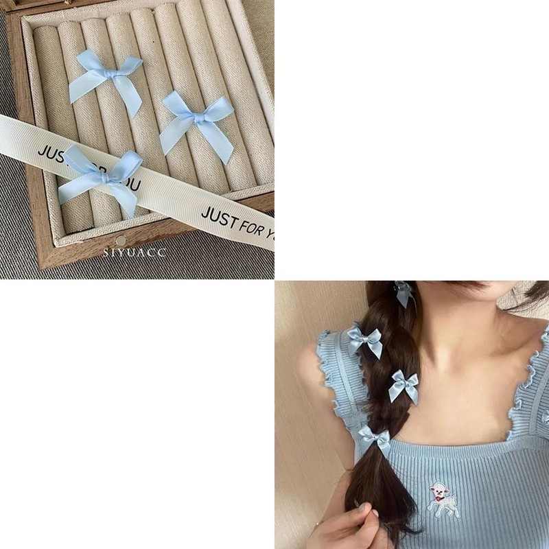 MOCOXYKLXY Ribbon Hair Clips, Mini Small Beveled Clips, Cute, Set