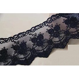 Sourcemall Lace Trim Ribbon, Delicate Crown Ribbon for Crafts Sewing and Bridal Wedding Dress Applique Decorations, 3.3inch Width 5 Yards/Lot (Black)