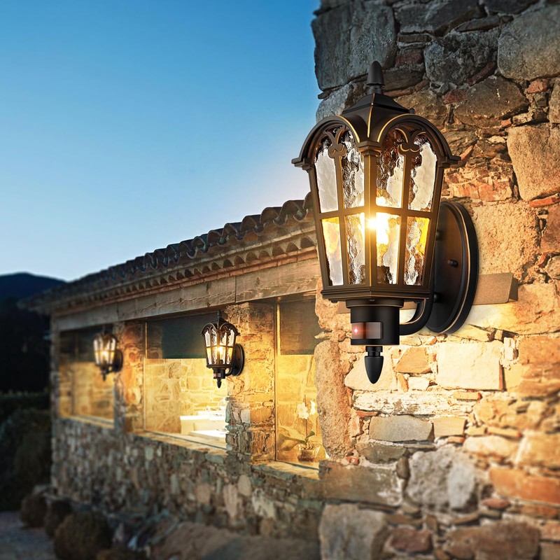2-Pack Motion Sensor Outdoor Wall Lights, Dusk to Dawn Porch