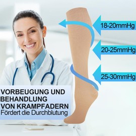 CAMPSNAIL Compression Stockings for Men and Women, Colourful Compression Socks with 20-30 mmHg, High-Quality Support Stockings for Running, skin color-3 pairs