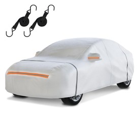 Waterproof Hatchback Car Cover: 6-Layer Protection from Rain, Snow, UV & Dust - Universal Fit up to 189 inches with Zipper Door & Windproof Straps for Outdoor, Garage, Travel Use,Silver