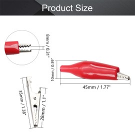 Fielect 10Pcs 3A Alligator Clips Clamps, Crocodile Alligator Jumper Electric Test Clips Helper with Protective Insulation Cover 8mm Jaw Open Red and Black