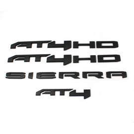 Mnneryss 6PCS Matte Black AT4 HD Emblems Sierra Letters Compatible with 2019-2024 Sierra 2500HD 3500HD (Matte Black), LK-002
