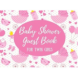 Baby Shower Guest Book for Twin Girls: Polka Dot Pink Prams