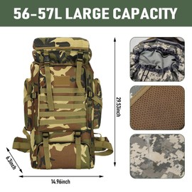 Large Capacity Hiking Backpack, Hiking for Men 56L/70L Camping Backpack 3 Days Pack for Climbing (New bundle number)