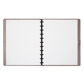 TUL® Discbound Notebook With Debossed Leather Cover, Letter Size, Narrow Ruled, 60 Sheets, Gray