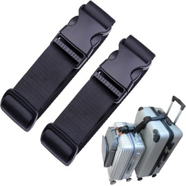 Correas de Equipaje, Conector de Equipaje, Correas para veliz, cinturón Ajustable de Alta Resistencia, Accesorios de Viaje para conectar tu Equipaje (Negro)