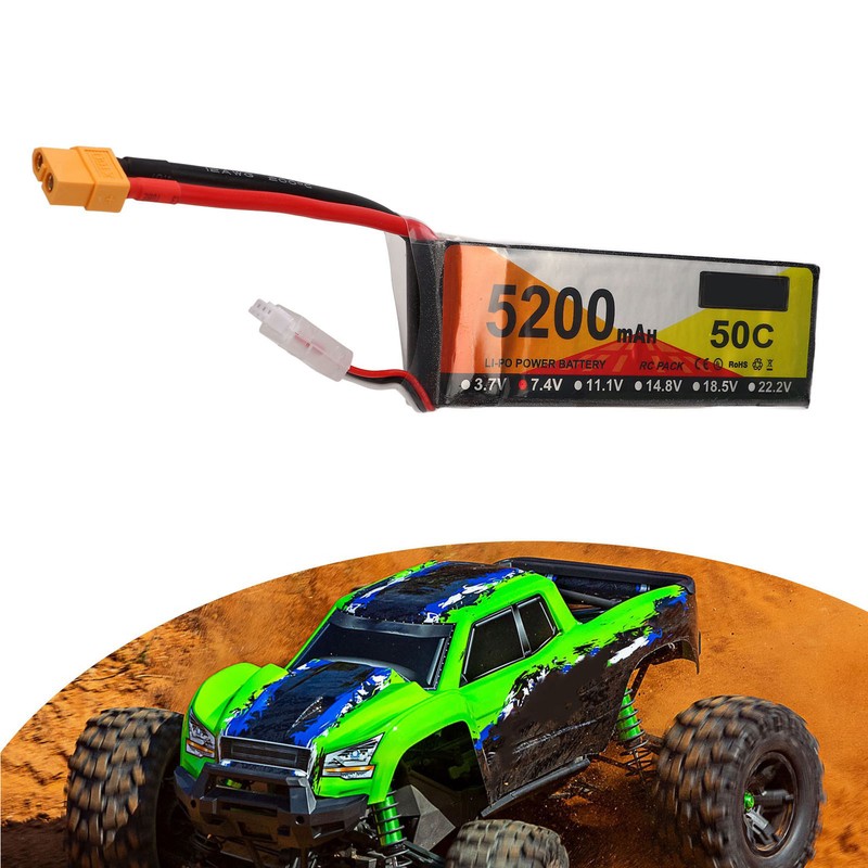 5200mah Lipo Battery 50C Discharge Rate 7.4V 2S RC Vehicles