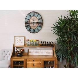 Creative Co-Op Oval Turquoise Wood Wall Clock