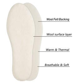 Knixmax Lambskin Insoles Warm Lambswool Insoles Winter Soles Shoe Insole Soft Breathable Comfortable for Adults and Children Size 28 - 46., Beige/wool with felt, 31