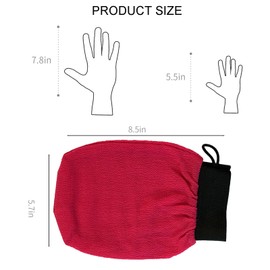 Dual-Sided Clean Exfoliating Glove, 3pcs Body Bath Shower Gloves, Eco friendly Products, for Women and Men (Black, Pink, Brown)