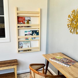 Ultimate Premium Products Floating Montessori Bookshelf, Space-Saver Nursery Book Shelves, Bookshelf for Kids Room, Hanging Shelf for Baby Nursery Room Decor, Spruce Wood Wall Nursery Bookshelf