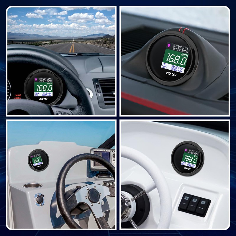 ARTILAURA GPS Speedometer 2-1/16" 52mm Digital Boat GPS Speedometer Gauge