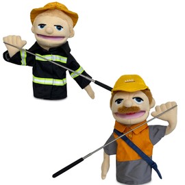 Hand Puppets are Professional Characters, Fireman and Postman Role-Playing Storytelling Hand Puppet for Kids Age 4-8 Puppets with Movable Mouths and Control levers