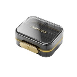 Weekly Pill Box, GLAMFORT Portable Daily Pill Organiser, Small Travel Tablet Organiser with 7 Copartments to Hold Vitamins, Medicines, Pills, Supplements (Black)