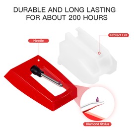 Record Player Needle, Gartopvoiz 4pcs Diamond Stylus Replacement for Suitcase Turntable, Phonograph, LP Vinyl Player