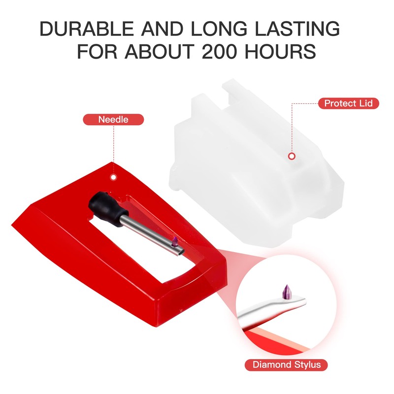 Record Player Needle, Gartopvoiz 4pcs Diamond Stylus Replacement for Suitcase