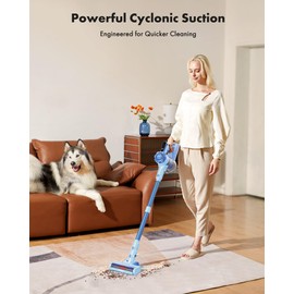 Trucozie Trucozie Cordless Vacuum Cleaner, 8-in-1 Lightweight Stick Vacuum with 45mins Runtime, Powerful Suction, Rechargeable Cordless Vacuum for Carpet, Tile, Pet Hair, Hardwood Floors, Blue